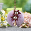 Metal Flower Female Plush Keychain Creative Bag Pendant