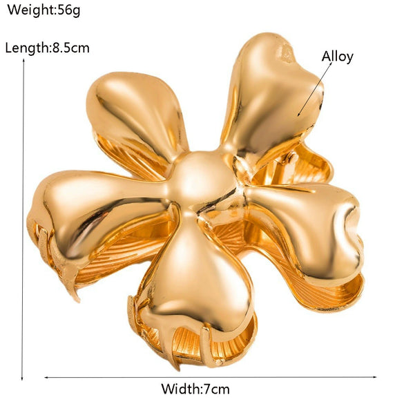 Metal Flower Geometric Hair Clip For Women With Electroplating Treatment