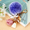 Metal Flower Keychain For Female Plush Cute Creative Bag Pendant