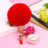 Metal Flower Keychain For Female Plush Cute Creative Bag Pendant