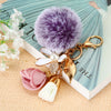 Metal Flower Keychain For Female Plush Cute Creative Bag Pendant