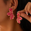Metal Flower Petal Drop Earrings For Women With Electroplating Treatment