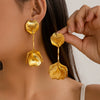 Metal Flower Petal Earrings For Women Niche Style Electroplating