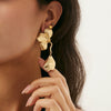 Metal Flower Petal Earrings For Women Niche Style Electroplating