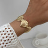 Metal Flower Shell Open Bracelet Electroplated