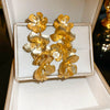 Metal Flower Tassel Earrings For Women Electroplated Light Luxury Style