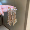 Metal Flower Tassel Earrings For Women Electroplated Light Luxury Style