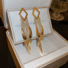 Metal Flower Tassel Earrings For Women Electroplated Light Luxury Style
