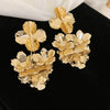 Metal Flower Tassel Earrings For Women Electroplated Light Luxury Style