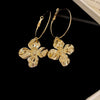 Metal Flower Tassel Earrings For Women Electroplated Light Luxury Style