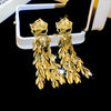 Metal Flower Tassel Earrings For Women Electroplated Light Luxury Style
