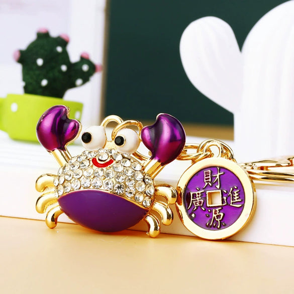 Metal Four Leaf Clover Rhinestone Keychain For Women