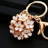 Metal Four Leaf Clover Rhinestone Keychain For Women