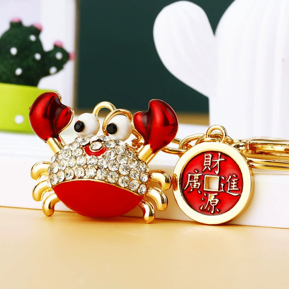 Metal Four Leaf Clover Rhinestone Keychain For Women