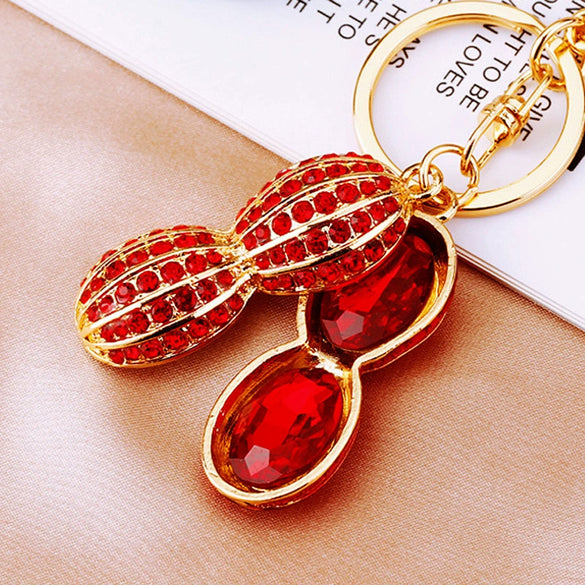 Metal Four Leaf Clover Rhinestone Keychain For Women