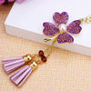 Metal Four Leaf Clover Rhinestone Keychain For Women