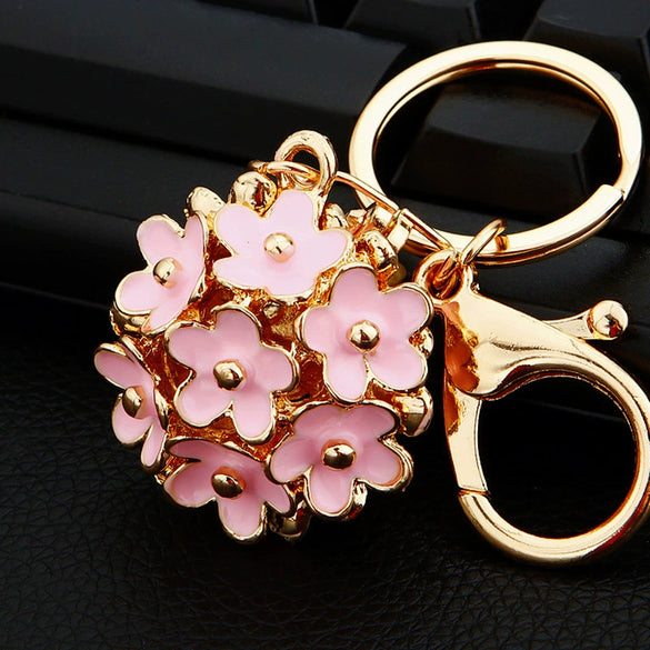 Metal Four Leaf Clover Rhinestone Keychain For Women