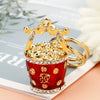 Metal Four Leaf Clover Rhinestone Keychain For Women
