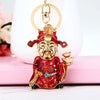 Metal Four Leaf Clover Rhinestone Keychain For Women