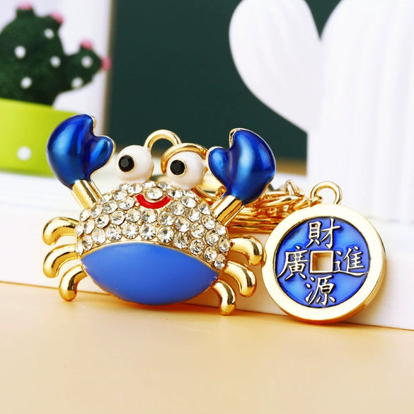 Metal Four Leaf Clover Rhinestone Keychain For Women