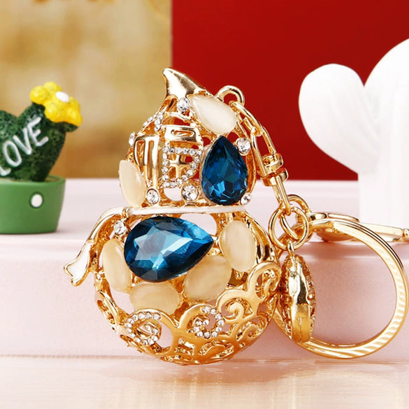 Metal Four Leaf Clover Rhinestone Keychain For Women