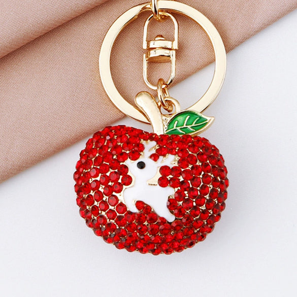 Metal Four Leaf Clover Rhinestone Keychain For Women