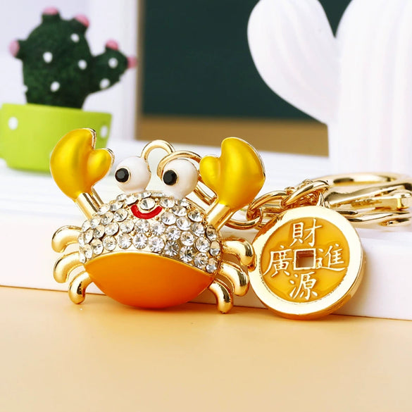 Metal Four Leaf Clover Rhinestone Keychain For Women
