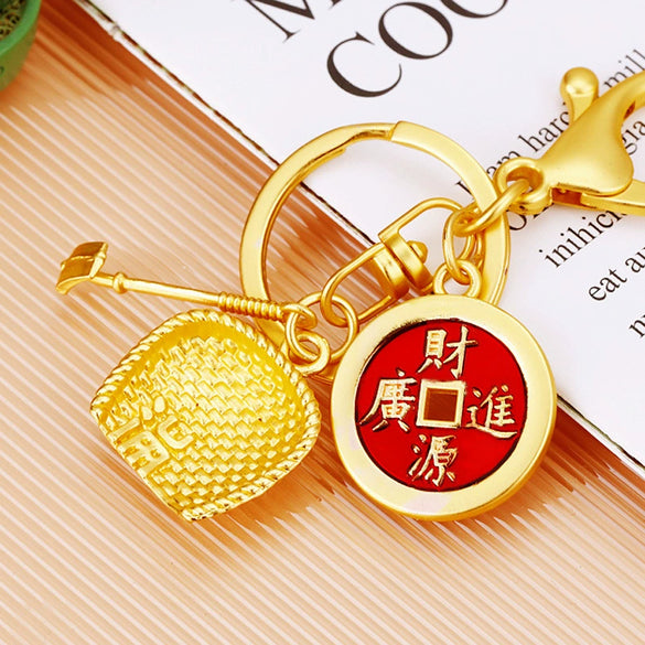 Metal Four Leaf Clover Rhinestone Keychain For Women