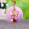 Metal Fourleaf Clover Car Key Chain And Velvet Bag Pendant For Women Suitable As Gifts