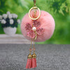 Metal Fourleaf Clover Car Key Chain And Velvet Bag Pendant For Women Suitable As Gifts