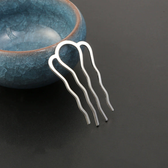 Metal Fourtooth Small Wave Pattern Hairpin Hair Comb With Electroplating Treatment