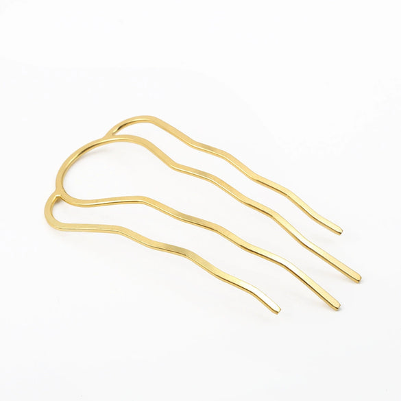 Metal Fourtooth Small Wave Pattern Hairpin Hair Comb With Electroplating Treatment