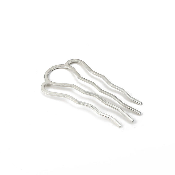 Metal Fourtooth Small Wave Pattern Hairpin Hair Comb With Electroplating Treatment