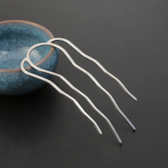 Metal Fourtooth Small Wave Pattern Hairpin Hair Comb With Electroplating Treatment