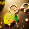 Metal Fruit Lemon Rhinestone Keychain For Female Cute Creative Bag Pendant Gift