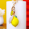 Metal Fruit Lemon Rhinestone Keychain For Female Cute Creative Bag Pendant Gift