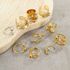 Metal Geometric Ball Stainless Steel Ring And Earrings With 18K Gold Plated Light Luxury Style