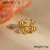 Metal Geometric Ball Stainless Steel Ring And Earrings With 18K Gold Plated Light Luxury Style