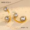 Metal Geometric Ball Stainless Steel Ring And Earrings With 18K Gold Plated Light Luxury Style