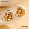 Metal Geometric Ball Stainless Steel Ring And Earrings With 18K Gold Plated Light Luxury Style