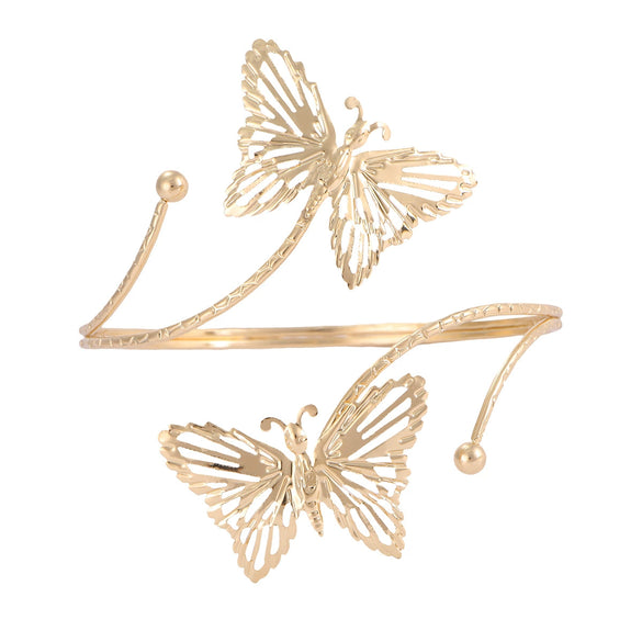 Metal Geometric Butterfly Leaves Flowers Armband With Electroplating Design
