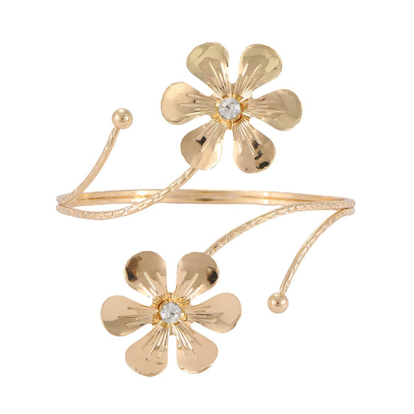 Metal Geometric Butterfly Leaves Flowers Armband With Electroplating Design