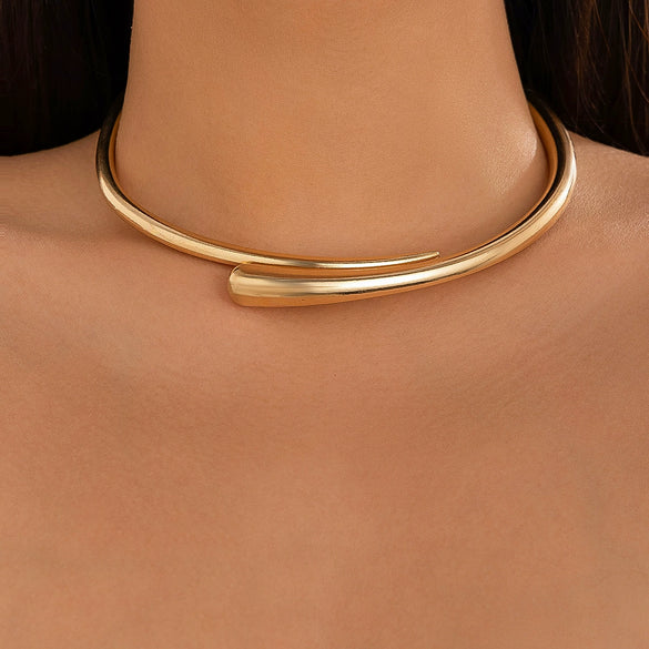 Metal Geometric Collar Bracelet Necklace Choker For Women Punk Simple Style