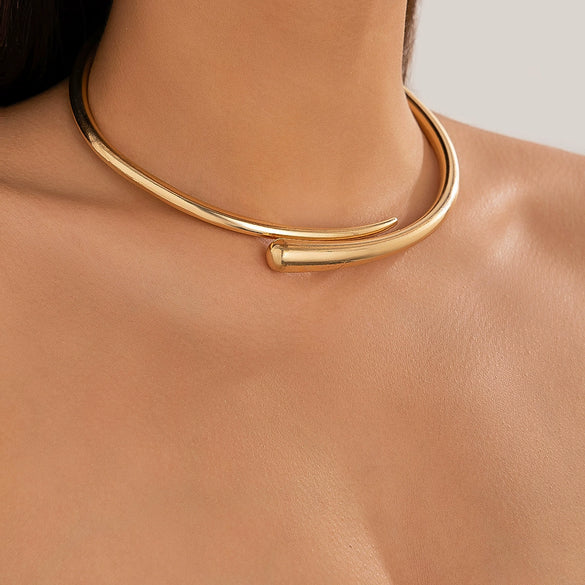 Metal Geometric Collar Bracelet Necklace Choker For Women Punk Simple Style