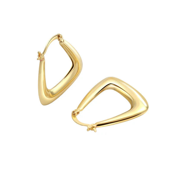 Metal Geometric Copper Earrings With Real Gold Plating
