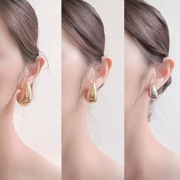 Metal Geometric Copper Earrings With Real Gold Plating