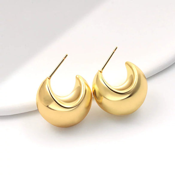 Metal Geometric Copper Earrings With Real Gold Plating