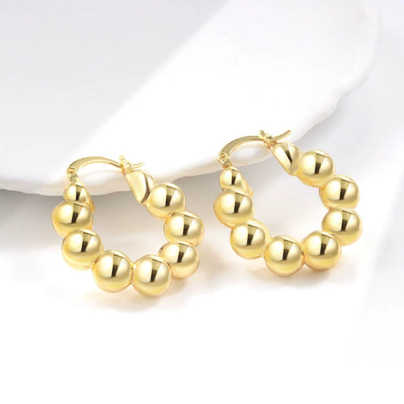 Metal Geometric Copper Earrings With Real Gold Plating