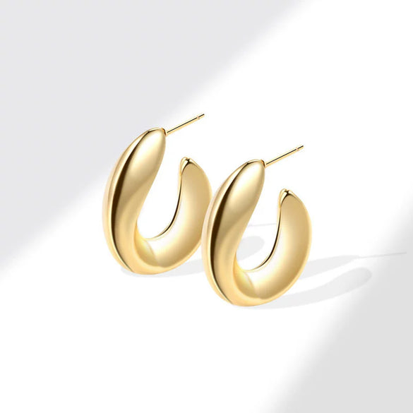 Metal Geometric Copper Earrings With Real Gold Plating