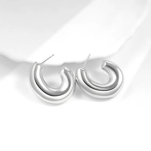 Metal Geometric Copper Earrings With Real Gold Plating